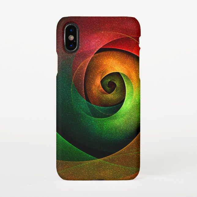 Coque iPhone Rouge Vert Floral Moderne Art Abstrait Motif #21 (Dos)