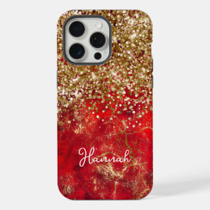 Ruby Red Glittery Gold Glam Personnalisé