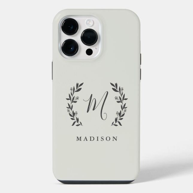 Coque iPhone Rustic Laurel Script Monogramme Nom Coque-Mate iPh (Verso)
