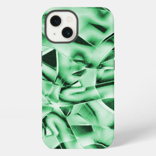 Etui iPhone 13 Rustique ou non, découpage entrelacé blanc vert bi