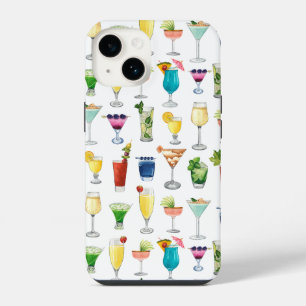 Coque Pour iPhone 14 Sac à main à motif de cocktail à l'aquarelle vive
