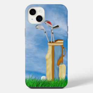 Sac de golf et boule en herbe