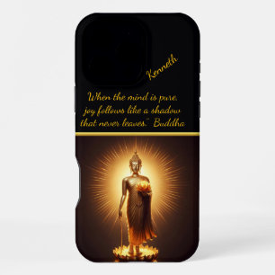 Coque iPhone 16 Pro Max Sagesse sereine du Bouddha doré,