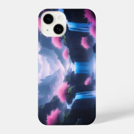 Coque Pour iPhone 14 Sakora tree-Moonlit Waterfall with Cherr-pink