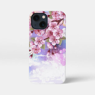 Etui iPhone 13 Mini Sakura rose sur la peinture Arrière - plan