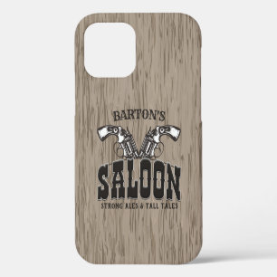 Coque iPhone 12 Saloon Revolver à canon Wild West NOM personnalisé