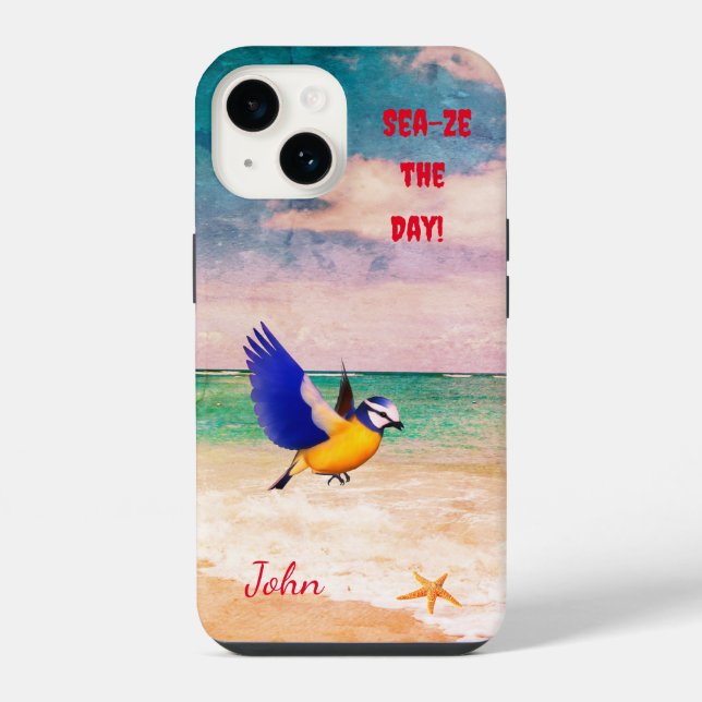 Coque iPhone Sandy Beach Bird Sea Starfish (Verso)