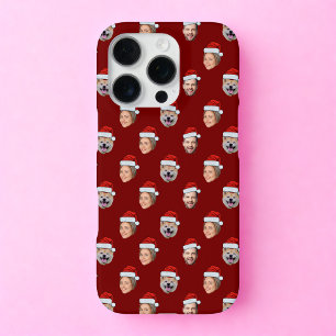 Coque iPhone 16 Pro Santa Hat Personnalisé Visage 3 Photo Cadeau de No