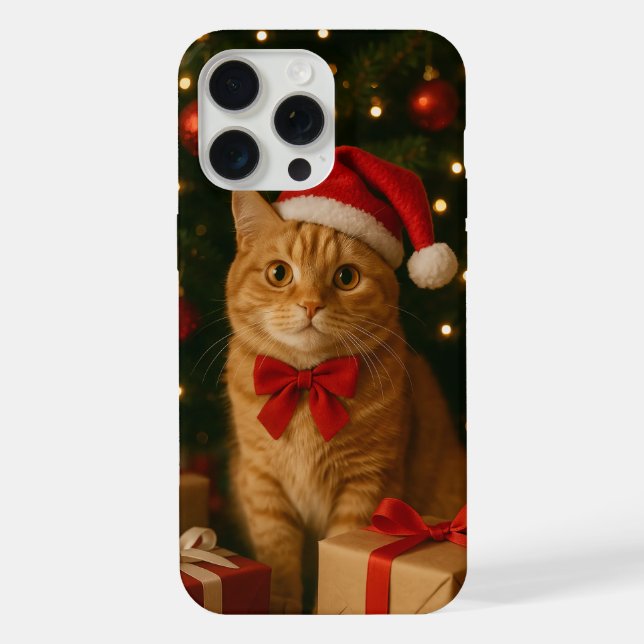Coque iPhone Santa Ribbon Cat iPhone 15 Pro Max Case (Verso)