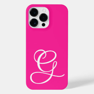 Coque Pour Pour iPhone 14 Pro Max Script Curly Monogramme Hot Rose