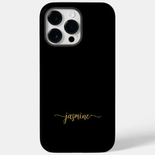 Coque Pour Pour iPhone 14 Pro Max Script de nom noir et or minimaliste féminin éléga