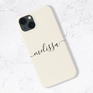Etui iPhone 13 Script de signature minimaliste moderne crème