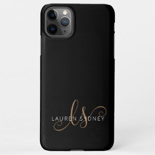 Coque iPhone 11Pro Max Script féminin Black Gold moderne Monogramme