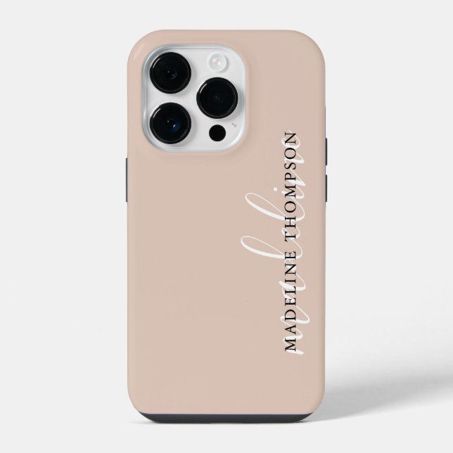 Coque iPhone Script moderne Boho Beige Calligraphie (Verso)