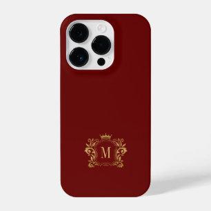 Coque Pour iPhone 14 Plus Scrolls royaux d'or et monogramme d'État