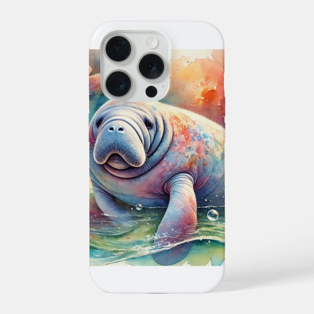 Coque iPhone Sea Cow Manatee 131024AREF116 - Watercolor (Verso)