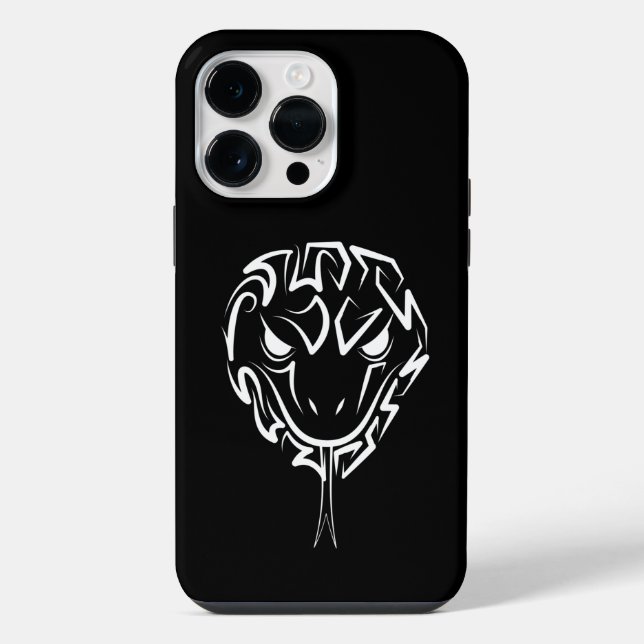 Coque iPhone Serpent tribal noir et blanc (Verso)
