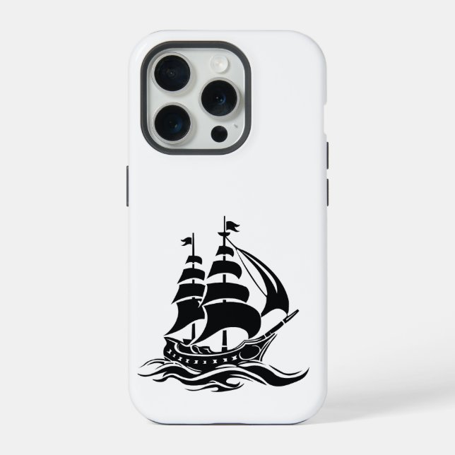 Coque iPhone Shadow Sailing Ship – Vintage Ocean Illustration (Verso)