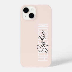 Coque Pour iPhone 14 Signature de script monogramme rose