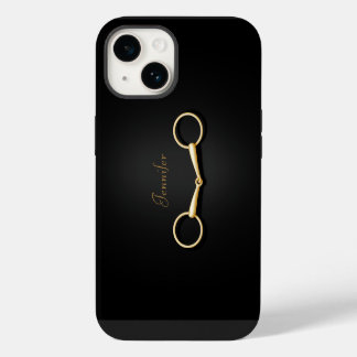 Coque Pour iPhone 14 Silhouette Or Un Peu Élégant Equestre Personnalisé