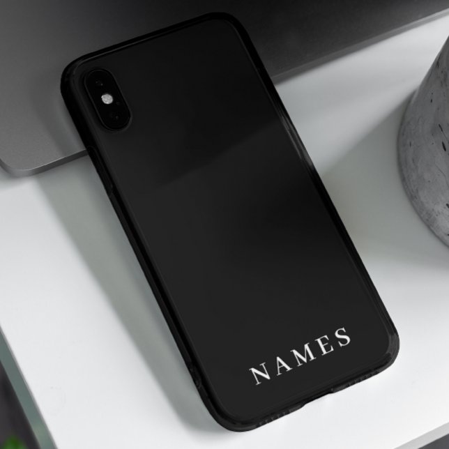 Coque iPhone Simple Black Custom Ajouter Votre Nom Élégant (Créateur téléchargé)