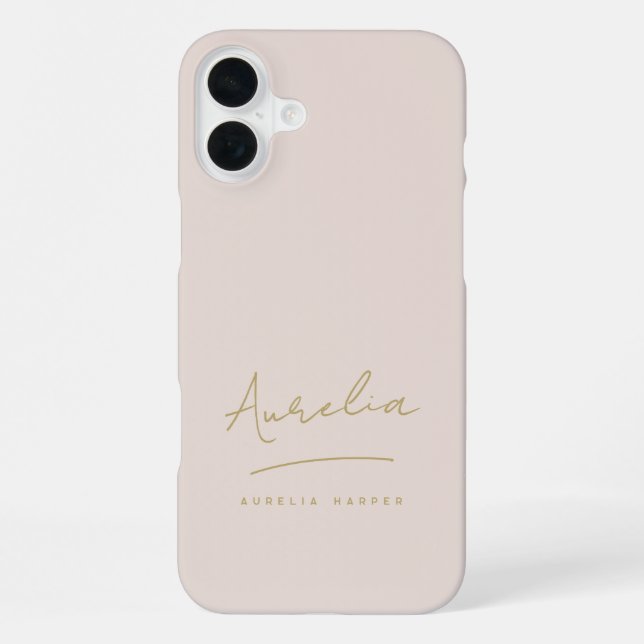 Coque iPhone Simple Chic Script Monogram Blush Pink Gold (Verso)