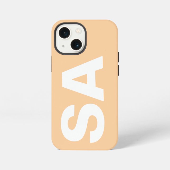 Coque iPhone Simple Moderne Élégant Nom Minimal Couleur Pêche  (Verso)