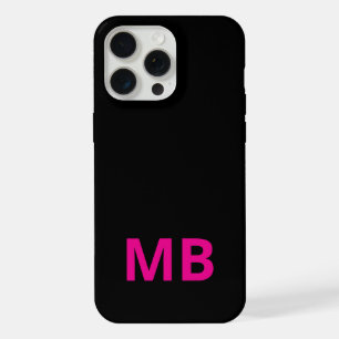 Simple Moderne Monogramme Initiales Rose Noir