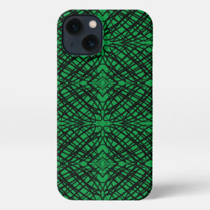 Etui iPhone 13 Simple Scribble   Carreaux miroir   Vert  