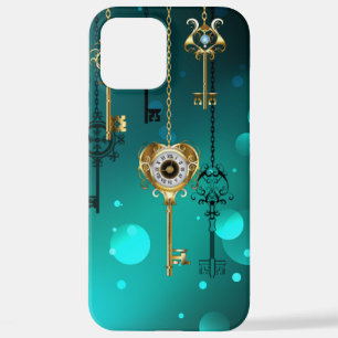 Coque iPhone 12 Pro Max Skeleton Keys on Green Background