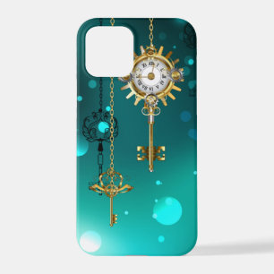 Coque iPhone 12 Pro Skeleton Keys on Green Background