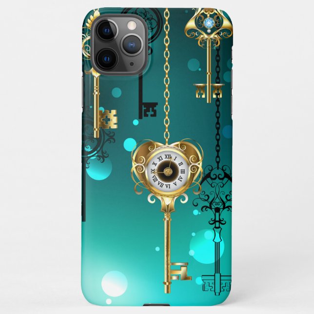 Coque iPhone Skeleton Keys on Green Background (Dos)