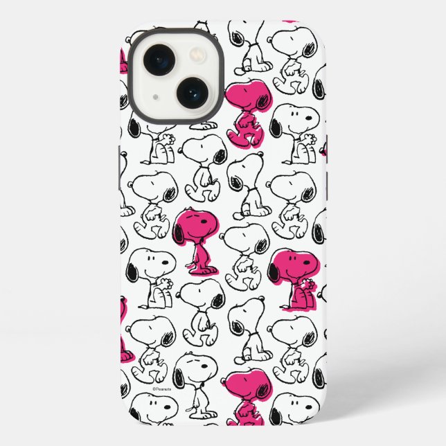 Coque iPhone Snoopy Black & Magenta Pattern (Verso)