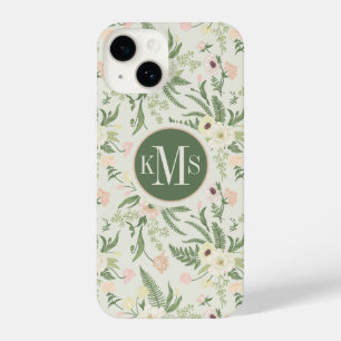 Coque Pour iPhone 14 Soft Mint Green Garden Motif