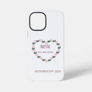 Coque iPhone 12 Mini Soin du cœur de pivoine pour maman
