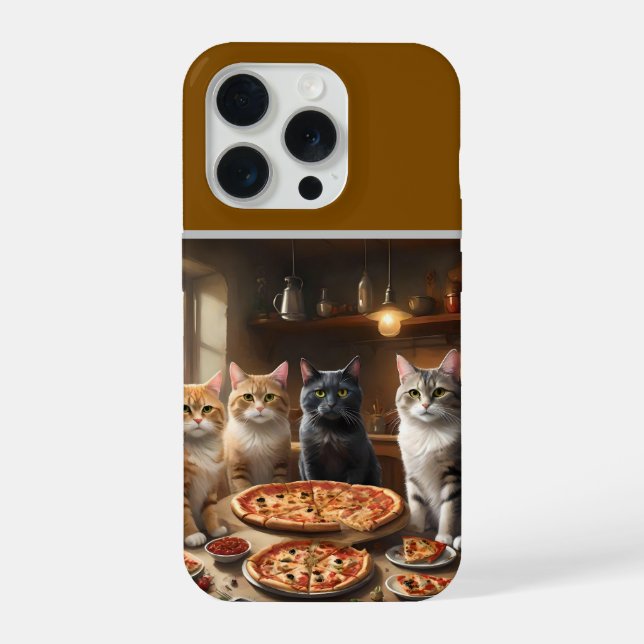 Coque iPhone Soirée Pizza Chat, (Verso)