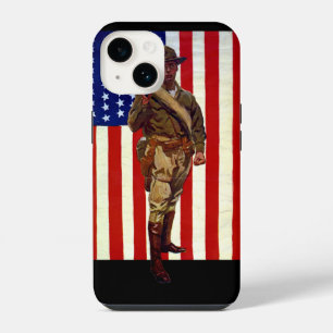 Coque Pour iPhone 14 Soldat patriotique vintage avec drapeau américain