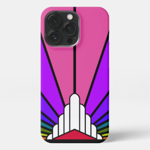 Etui iPhone 13 Pro Soleil Art déco en arc-en-ciel