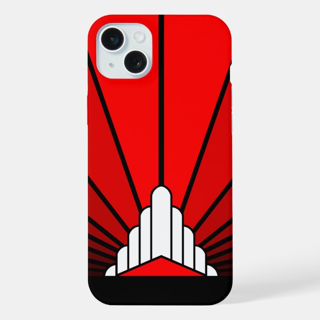 Coque iPhone Soleil Art déco en rouge (Verso)