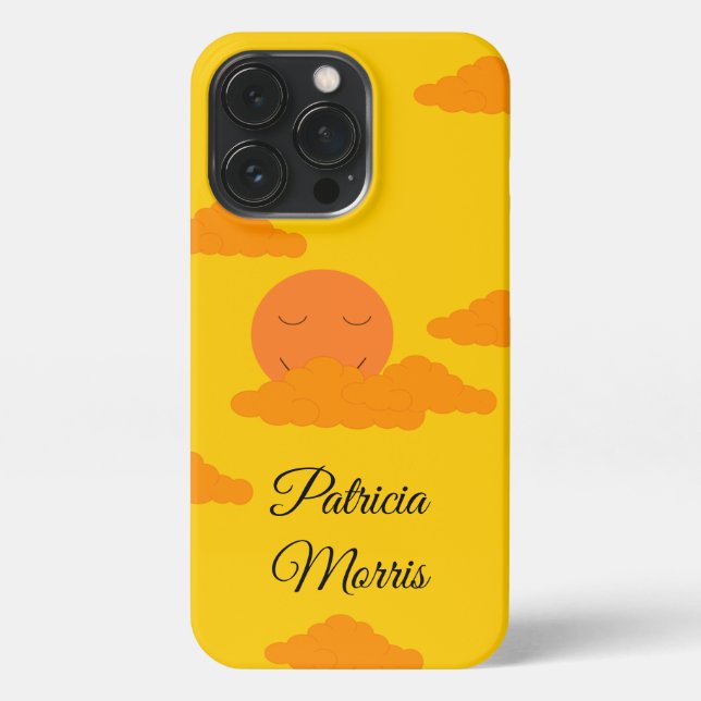 Coque iPhone Soleil orange dans Ciel doré : (Verso)