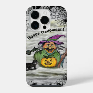 Coque Pour iPhone 14 Plus Sorcière, Chat, Chauve-souris et Citrouille, Joyeu