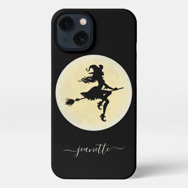 Coque iPhone Sorcière sur un balai Personnalisé (Verso)