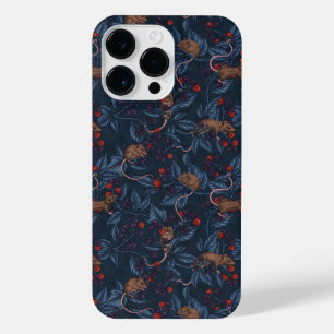 Coque Pour Pour iPhone 14 Pro Max Souris et mûres sur la marine