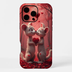 Coque iPhone 16 Pro Max Souris Romantiques Adorables de la Saint-Valentin