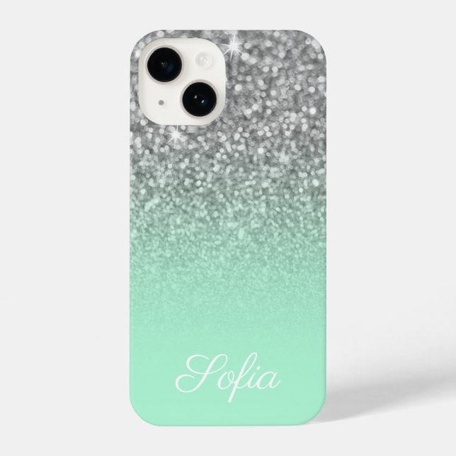 Coque iPhone Sparkly Faux Parties scintillant d&#x27;argent et Ombre (Verso)