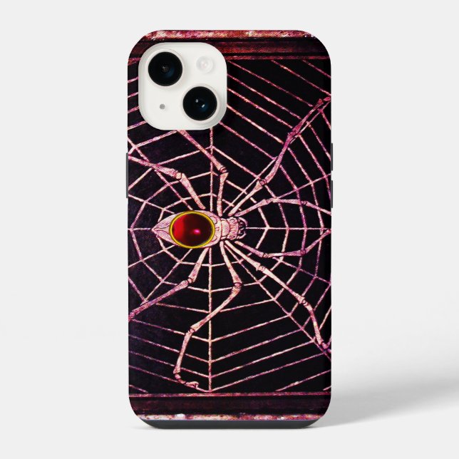 Coque iPhone SPIDER ET WEB Rouge Ruby Noir (Verso)