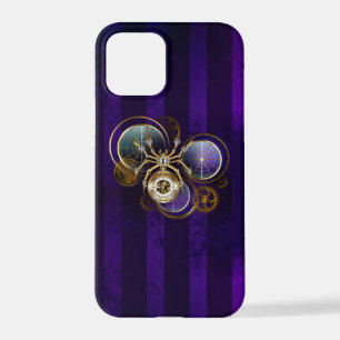Coque iPhone 12 Pro Spider Steampunk sur Arrière - plan pourpre