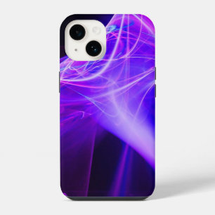COQUE POUR iPhone 14 SPIRALES FRACTALES EN BLEU VIOLET ROSE
