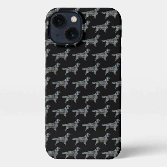 Coque iPhone Springer Spaniel mignon Chien Silhouette Grille No (Verso)