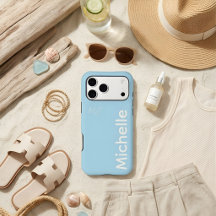 Stylé Bleu & Crème Moderne Minimaliste Nom Personn